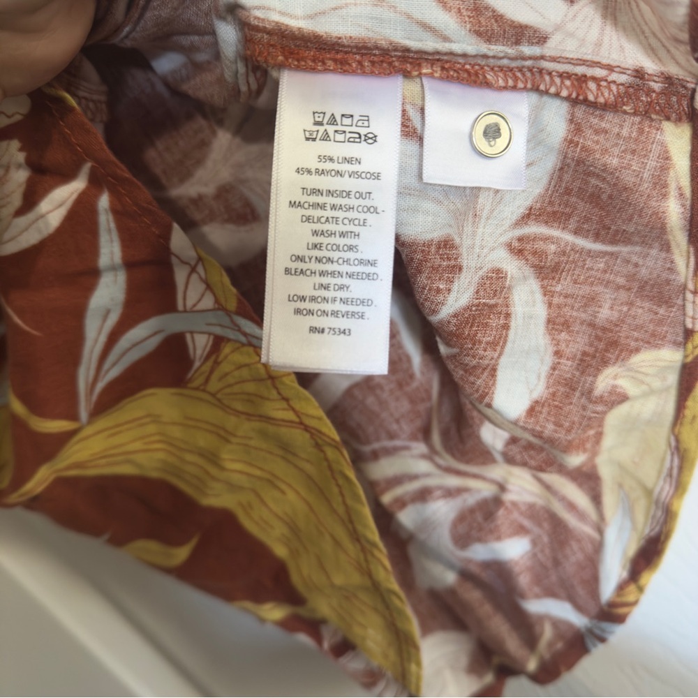 Cynthia Rowley Linen Blend Hawaiian Floral Print Button Up Sleeveless Top S - Picture 5 of 6